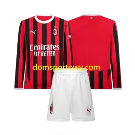 Koszulka AC Milan Dziecięcy Domowe Koszulki Piłkarskie 2024-2025 Długi Rękaw